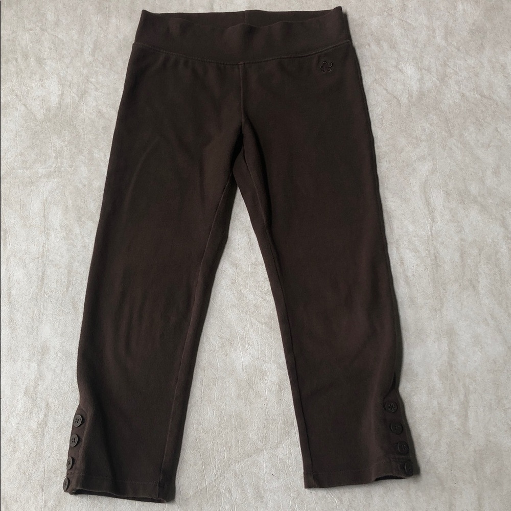 Limited Too Soft Stretch Brown Capri Leggings With Decorative Button-Hem Size 10